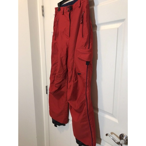 Women's NIKE ACG Snow Pants, Size 8-10, Red Orange with Blue Piping - Picture 13 of 16